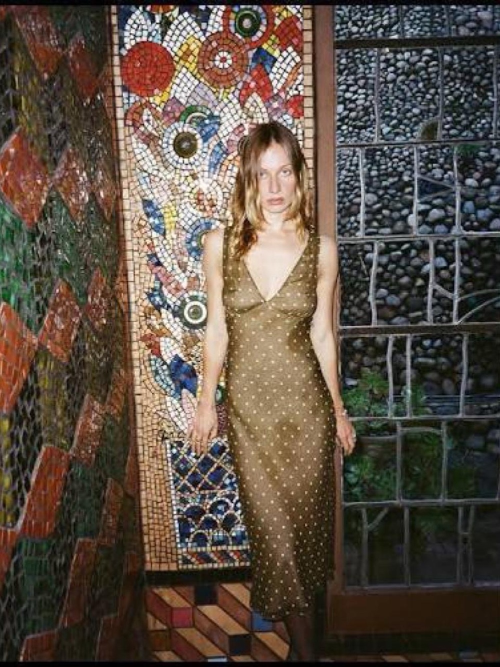 réalisation par margot dress in olive spot